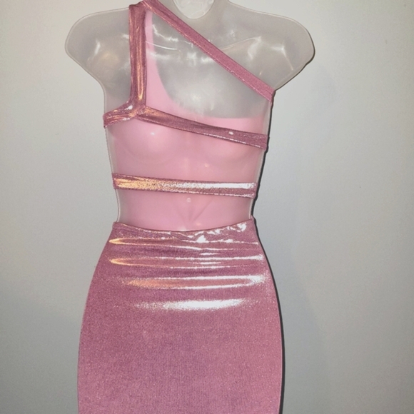 NWT Windsor Size M Pink Metallic Liquid Metal Mini Dress - Picture 2 of 10